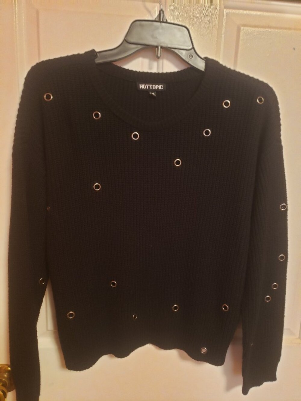 Hot Topics Black Grommet Sweater.